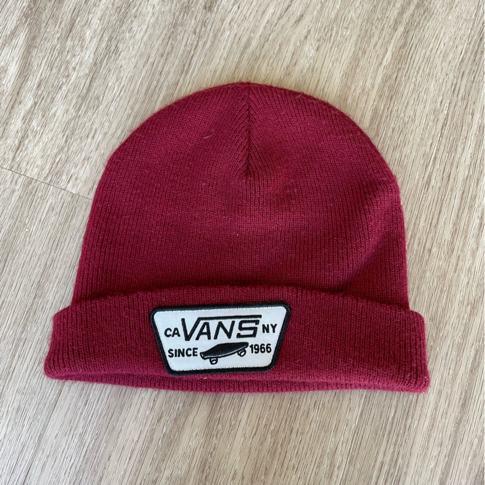 Burgundy vans beanie